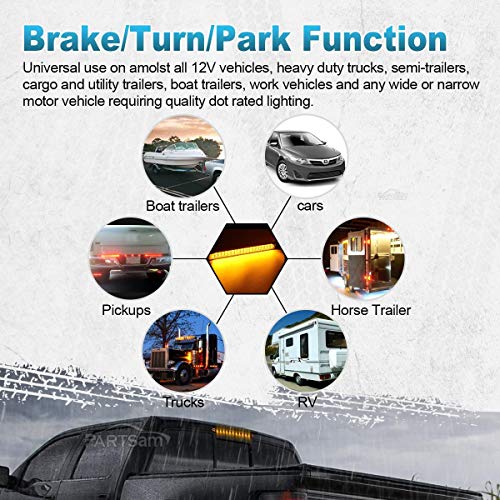 Partsam 2Pcs 17 Inch Amber Led Truck Trailer Light Bar 40 LED Clear Lens Dual Row, 17" Sealed LED Waterproof Submersible Turn Signal Tail Clearance Marker Identification Truck Trailer Light Bar - color: Amber Led