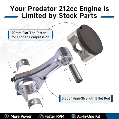 Billet Rod（3.308） Kit for Predator 212cc Hemi and Non-Hemi versions Engine - size: with 18lb Valve Spring Kit