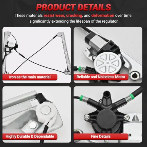 PZ Front Driver and Passenger Power Window Regulator with Motor Compatible with 2000-2006 Chevy Silverado, Tahoe, Suburban, Avalanche, Cadillac Escalade, GMC Yukon, 741-644 741-645 - style: 741-644/741-645