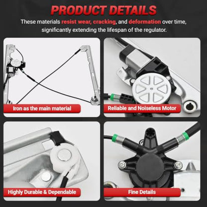 PZ Front Driver and Passenger Power Window Regulator with Motor Compatible with 2000-2006 Chevy Silverado, Tahoe, Suburban, Avalanche, Cadillac Escalade, GMC Yukon, 741-644 741-645 - style: 741-644/741-645