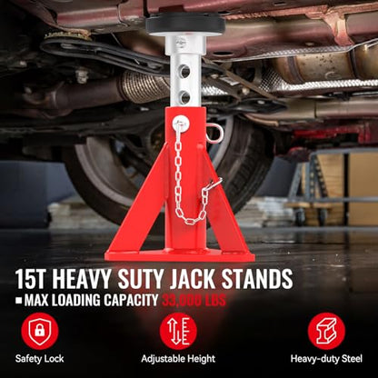 Jack Stands 15 Ton Capacity, Heavy Duty Vehicle Stabilizer Jacks