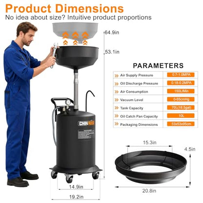 Waste Oil Drain Tank, 18.5 Gallon Oil Drain Container - size: Black 18.5 Gallon