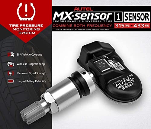 Autel TPMS Sensors MX Sensors 4pcs Universal Tire Sensor Dual Frequency 315MHz/433MHz Autel MX Sensor Metal Stem Programmable by TS508 TS408 TS508WF TS608 MS906TS ITS600 MS906PRO-TS - size: 4pcs TPMS Sensor