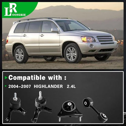 Engine Motor Mount and Transmission Mount kit Compatible with Highlander - size: 2004-2007 Highlander 2.4L