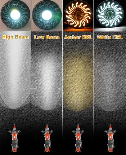 5.75" Motorcycle Headlight Animated Start-up Gradient Welcome Light - color: Amber/White
