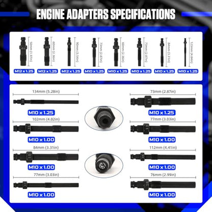 Compression and Leakage Test Kit 47PCS Petrol & Diesel Engine Compression Tester Automotive Cylinder Leak Down Tester Kit with Dual Gauge Engine Compression Tester Kit for HDi, TDCi, Pumpe Duse Engine - color: Black