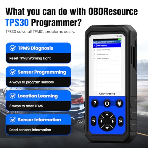 OBDResource TPMS Programming Tool TPS30 TPMS Relearn Tool with 4PCS TPMS TP-Sensors (315+433MHz) Activate Diagnostic All Known TPMS Sensors, Programmable TP-Sensors