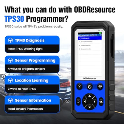 OBDResource TPMS Programming Tool TPS30 TPMS Relearn Tool with 4PCS TPMS TP-Sensors (315+433MHz) Activate Diagnostic All Known TPMS Sensors, Programmable TP-Sensors