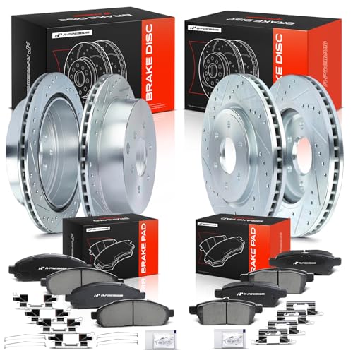 A-Premium Front and Rear Drilled Slotted Brake Rotors and Ceramic Pads Kit - style: F&R Drilled and Slotted