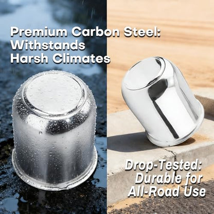 4Pcs 3.19inch Trailer Wheel Center Caps Fit 3.19" Center Bore Truck Trailer RV SUV Wheels Rims, Carbon Steel Silver Hub Covers - color: Chrome Silver, size: 3.19in Hub Hole, 3.62in Tall
