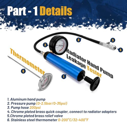 21pc Coolant Pressure Tester Kit, Cooling System Pressure Tester Kit - size: 21PC