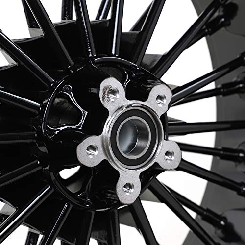 TOFR 21x3.5 16x5.5 Fat Spoke Black Wheels For Harley Softail Choppers 06-20 - color: Gloss Black, size: Front：21x3.5 Rear：16x5.5