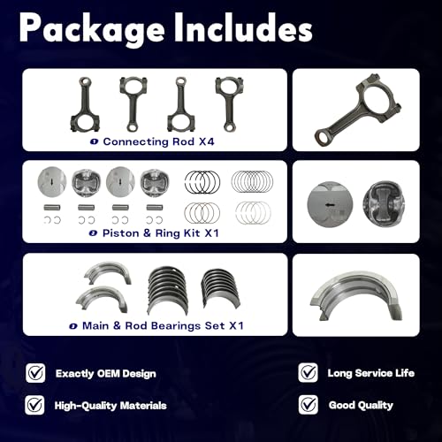 2.4 Timing Chain Kit Head Gasket Set w/Con-Rod Piston Bearing Valves For GM