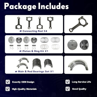 2.4 Timing Chain Kit Head Gasket Set w/Con-Rod Piston Bearing Valves For GM