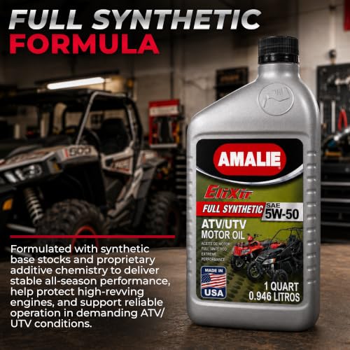 AMALIE Elixir 5W-50 Full Synthetic ATV & UTV Motor Oil (160-72516-56) 1 Quart Bottle, Pack of 12 | Made in USA - size: 1 Quart (Pack of 12)
