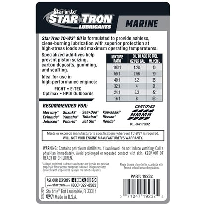 STAR BRITE Super Premium+ 2-Cycle Synthetic Blend TC-W3 Engine Oil - For All Makes & Models of Outboard Motors & Personal Watercraft - Ideal for High Performance Engines - style: 32 Oz