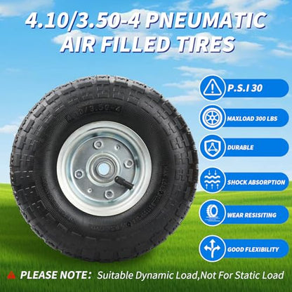 RRQ (2 Pack) 10 Inch Pneumatic Wheels, 4.10/3.50-4 Tire and Wheel