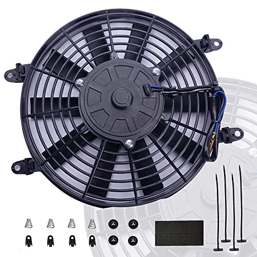 10" inch Electric Cooling Radiator Fan Assembly Reversible Push or Pull Universal Slim 12V Mounting Kit Black