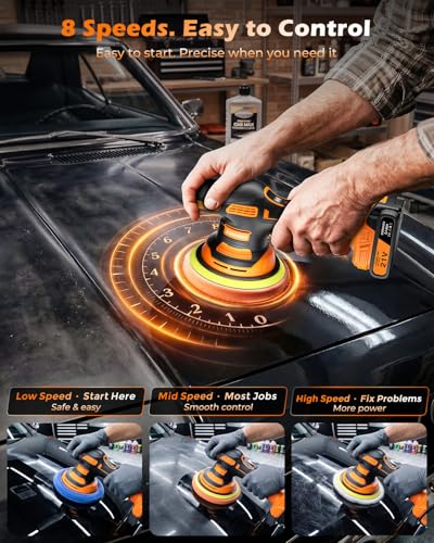 8-Speed Cordless Car Buffer Polisher Kit, 28 PCS Complete Kit
