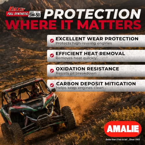 AMALIE Elixir 5W-50 Full Synthetic ATV & UTV Motor Oil (160-72516-56) 1 Quart Bottle, Pack of 12 | Made in USA - size: 1 Quart (Pack of 12)