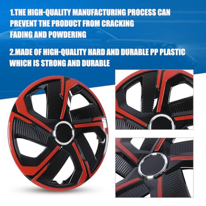 Winjet 15 Inch Set of 4 Universal Hubcaps Wheel Cover Replacement R15 Hub Caps,Auto Tire Replacement Exterior Cap,Universal Wheel Rim Cover Snap On Car Truck SUV (15in,Black Lacquer & Red Lacquer) - color: Black Lacquer & Red Lacquer(5180-RB-15), size: 15