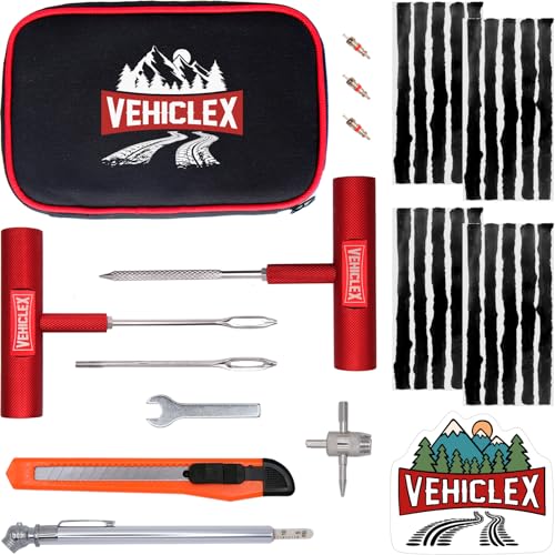 Vehiclex Tubeless Tire Repair Kit with Aluminum T Handle Tools - size: Compact kit
