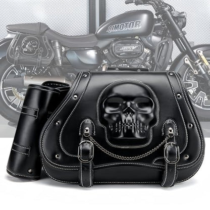 Motorcycle Saddlebag, 30L Leather Waterproof Side Saddle Bags with Cup Holder, Universal Powersports Saddlebags for Harley Davidson Sportster Dyna Softail Honda Shadow Rebel Yamaha Vulcan