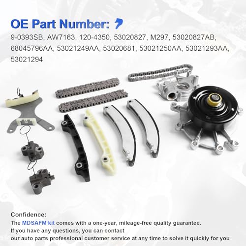 3.7L Timing Chain Kit with Water Pump Oil Pump for 2002-2010 Dodge Dakota, for Jeep Grand Cherokee, Liberty, for Mitsubishi Raider V6 Engine Timing Replacement Parts OE# 53021249AA 53021250AA - color: 3.7L Dodge Jeep