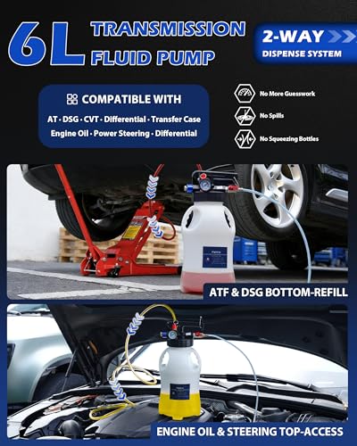 6L Transmission Fluid Pump, Pneumatic Fluid Transfer Pump w/15 ATF Adapters - size: 6L, Pneumatic