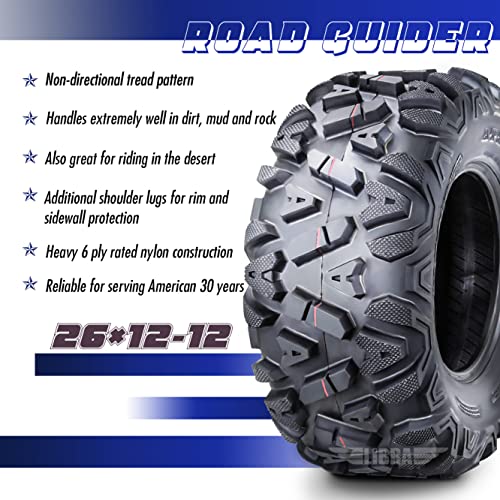 Road Guider Set 2 ATV UTV Mud Tires 26x12-12 26x12x12 6PR - size: 26X12-12