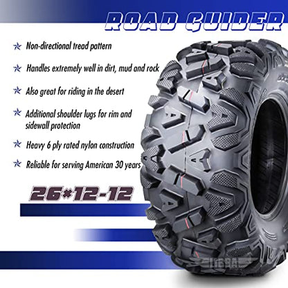 Road Guider Set 2 ATV UTV Mud Tires 26x12-12 26x12x12 6PR - size: 26X12-12