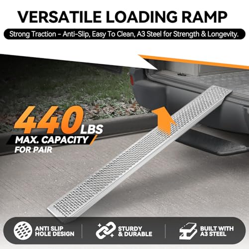 Auto Dynasty 1PCS 79" x 8" Heavy Duty Loading Ramps 880Lbs for Truck ATVs - size: 79" (Silver)