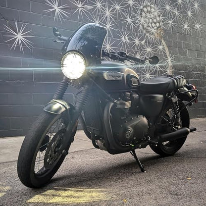 Eagle Lights 7 Inch Generation III Black LED Headlight Kit with Halo Ring DRL for Triumph T100 and T120 Models (Black Ring) - color: Black Ring