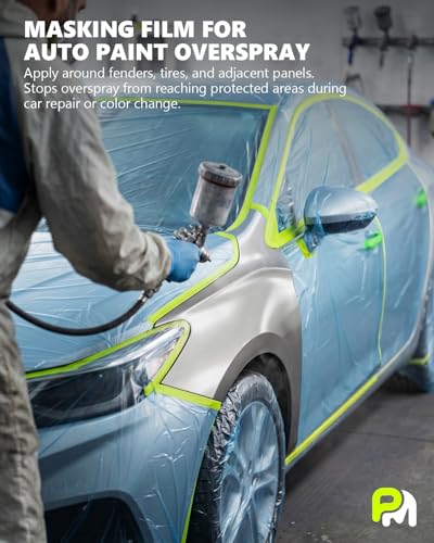 Pre-taped Automotive Masking Film for Painting - 22" x 66', 2 Rolls - color: Blue, size: 2 Rolls of 22" x 66'