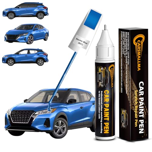 B51 Electric Blue Car Touch Up Paint for Nissan, Color Accurate Car Paint Scratch Repair Pen Kit Quick & Easy Fix Vehicle Chips and Automotive Nicks Scuff - color: B51 Electric Blue for Sentra/Kicks/Versa/Juke, style: Nissan