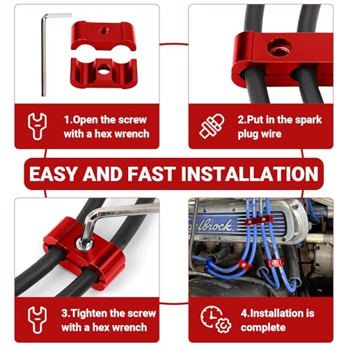 12-Piece Spark Plug Wire Separator and Holder Set (red) - color: red