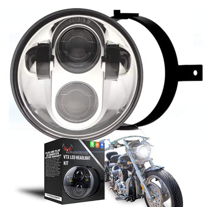 Eagle Lights 5.75 Inch LED Headlight Kit for Honda VTX With Bracket and Hardware - Plug and Play Fits 2002-2008 VTX 1800, 1300 Gen II Chrome - color: Chrome Generation II
