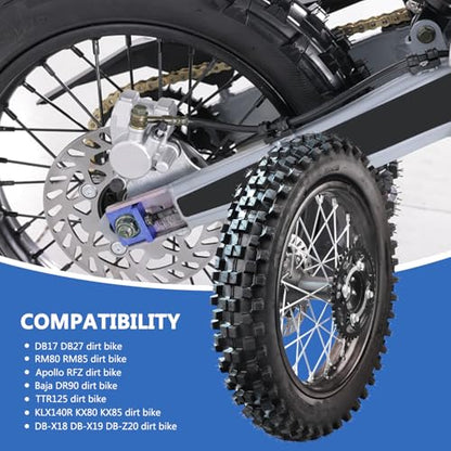 3.00-14 90/100-14 Dirt Bike Rear Rim Wheel Tire With 15mm Bearing for 125cc 140cc 150cc 160cc Kayo TT140 TTR125 RM80 RM85 KLX140R DB17 DB27 X-Motos Apollo RFZ DB-X18 SSR SR150 Baja Pit Bike