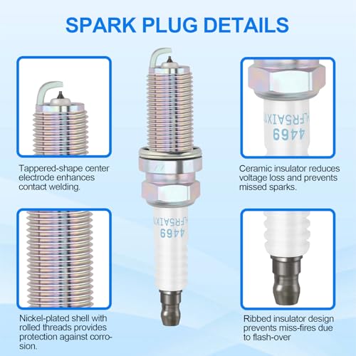 Iridium Spark Plugs 8PCS Compatible with Dodge Ram 1500 2008-2017 2010-2017 for Nissan Altima 2002-2006 for Toyota Camry for Jeep Grand Cherokee 2008-2017 Replaces 4469 92145 XP6003 LFR5AGP - style: 4469
