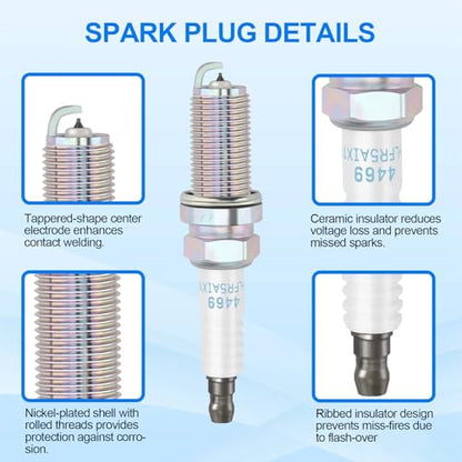 Iridium Spark Plugs 8PCS Compatible with Dodge Ram 1500 2008-2017 2010-2017 for Nissan Altima 2002-2006 for Toyota Camry for Jeep Grand Cherokee 2008-2017 Replaces 4469 92145 XP6003 LFR5AGP - style: 4469