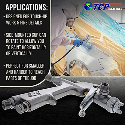 TCP Global Mini Gravity Feed Spray Gun with .8mm, .5mm & 1.0mm Needle