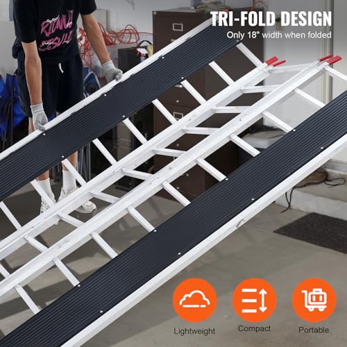 VEVOR Snowmobile Loading Ramp 85" x 54" Aluminum Foldable Ramps, 1500 LBS Capacity Loading Ramps for Motorcycle/Dirt Bike/Trailer/ATV/UTV/Garden Tractor/Lawn Mower - size: 1500 lbs