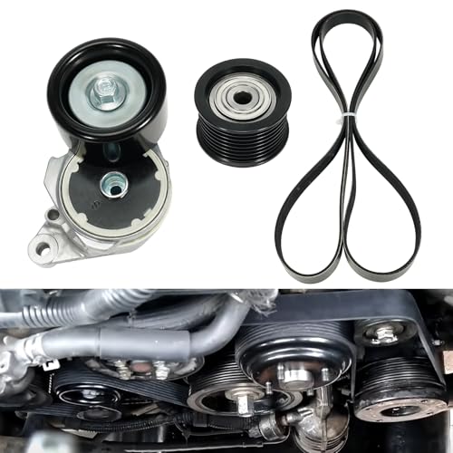 Serpentine Belt Tensioner Idler Pulley Drive Kit 4.6/5.7L V8 Fit for Toyota Sequoia/Tundra/Land Cruiser, for Lexus GX460/LX570, 2007-2018 - Replace ‎90K-39185 (39185+36370+8PK2415)