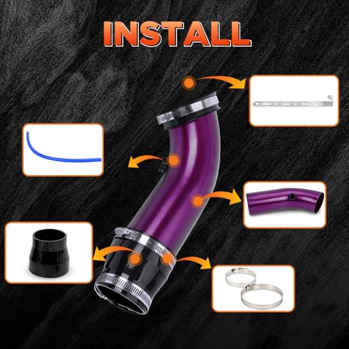 BARTOO 3 Inch Cold Air Intake Pipe Turbo Piping for Car Truck Purple - color: Z-Purple Pipe