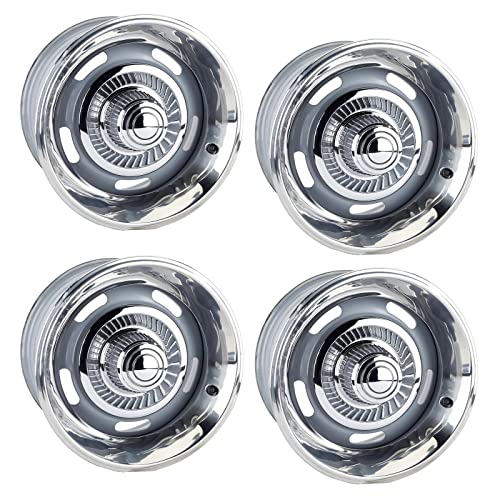 GM Style Rally Wheel Kit, 15x7 and 15x8 Silver Steel Wheels, Set of 4