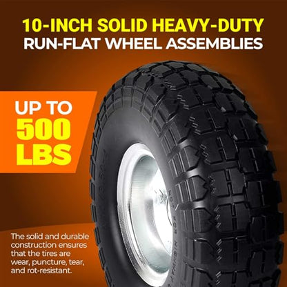 AR-PRO 10" Solid Tire and Wheel, Flat Free 4.10/3.50-4 Tire, 2-Pack - color: Silver