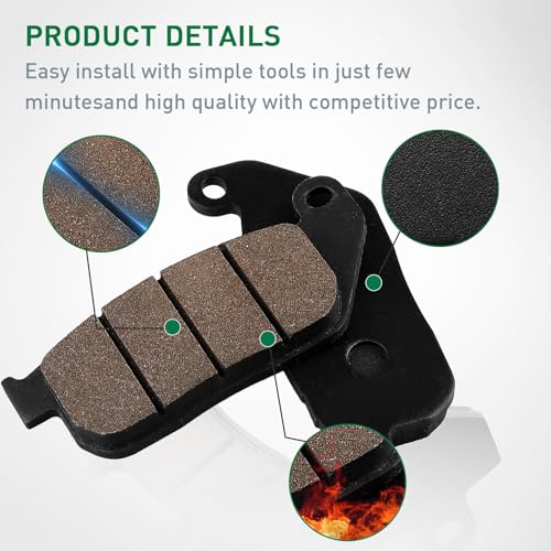 Front and Rear Brake Pads for Harley Davidson Sportster 1200 XL1200C Custom 2004-2013 /Sportster 883 SuperLow Custom/ XL1200L Sportster Low 2007 2008 2009 2010 2011