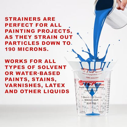 TCP Global - 190 Micron Filter Tips Ultra-Fine Paint Strainer, 500 Pack - style: 190 Micron (Pack of 500)
