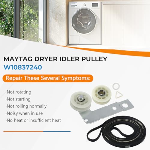 2026 Upgraded 661570V 661570 & 279640 & W10837240 Dryer Drum Belt Idler Pulley and Pulley Kit Fit for Whirlpool Maytag Ken-More Dryers Pulley WED9200SQ0 WED5600XW0 PS11726337 W10547290 by Blutoget