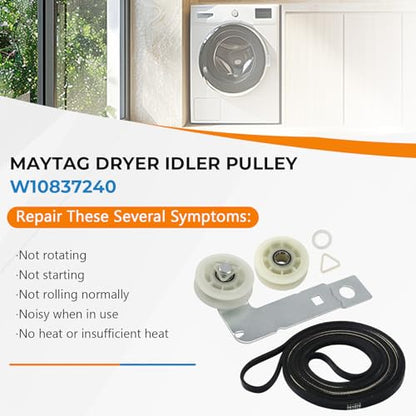 2026 Upgraded 661570V 661570 & 279640 & W10837240 Dryer Drum Belt Idler Pulley and Pulley Kit Fit for Whirlpool Maytag Ken-More Dryers Pulley WED9200SQ0 WED5600XW0 PS11726337 W10547290 by Blutoget